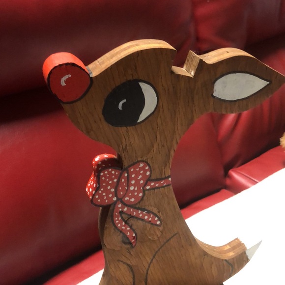 Vintage wooden Red nose Reindeer - Picture 2 of 14